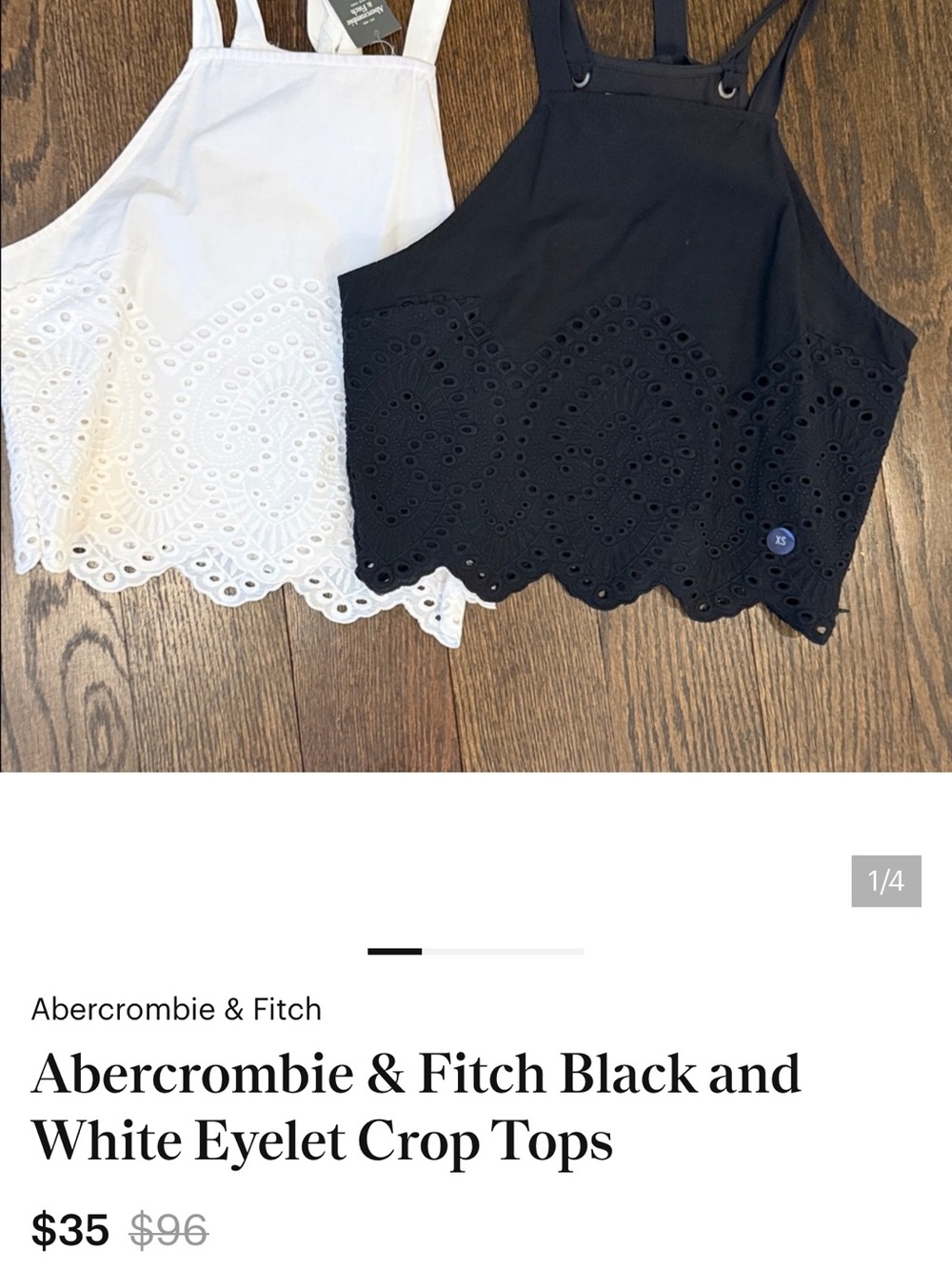 Abercrombie & Fitch Black and White Eyelet Halter Crop Tops